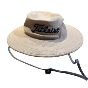 NEW Titleist Pro V1 Tour Tan Beige Hat Golf Sun Protection Bucket Cap Wide Brim